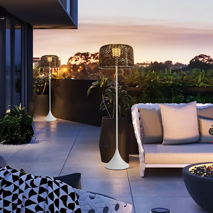 67'' Mesh Stainless Steel Perforated Outdoor Floor Lamp Solar Powered Standing Lamp