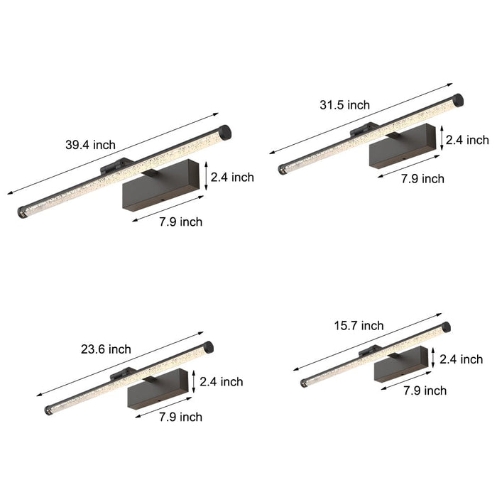 Long Acrylic Bubbles Bar Rotatable Dimmable LED Bath Vanity Light