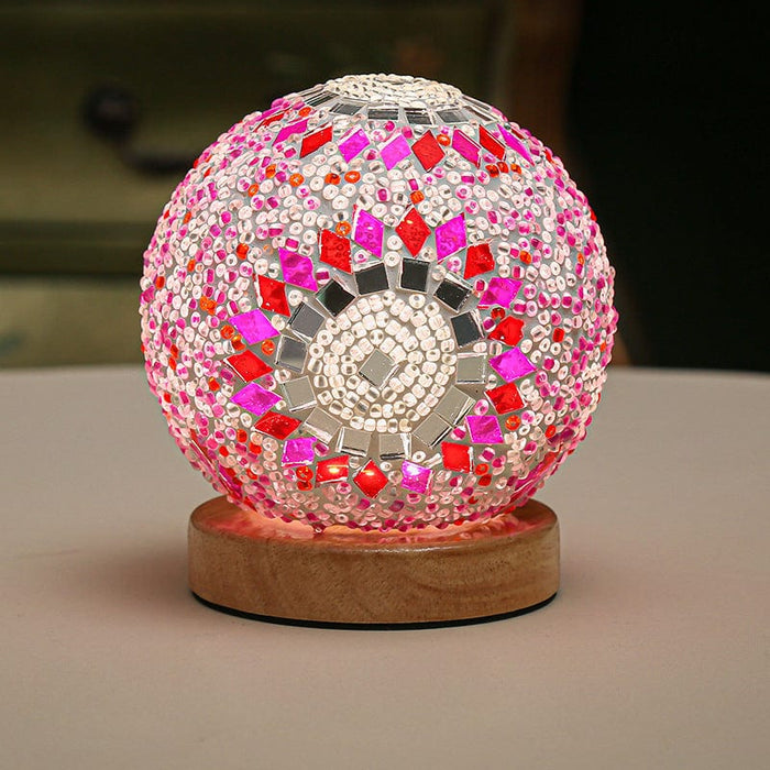 3.9'' Spherical LED Dimmable Glass Bohemian Baroque table lamp Mosaic Night Light