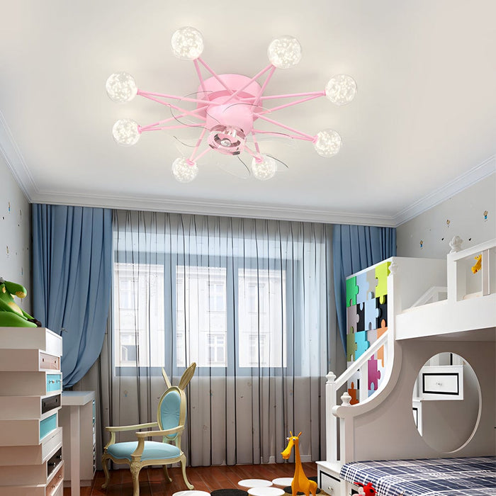 Stars Creative Balls 360° Shake Head 3 Step Dimming Modern Ceiling Fans