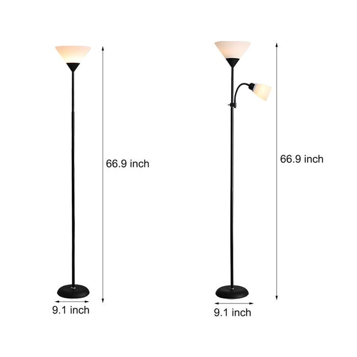 67'' Modern Torchiere Floor Lamp with Acrylic Shade 1/2-Light Reading Light