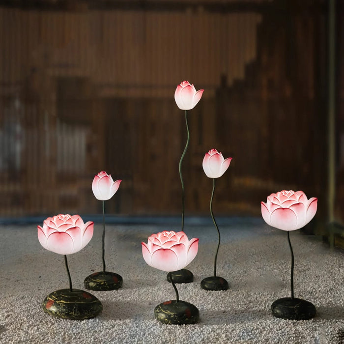 Iron Retro Multiple Sizes Lotus Flower Floor Lamp With Resin Base LED Standing Lamp