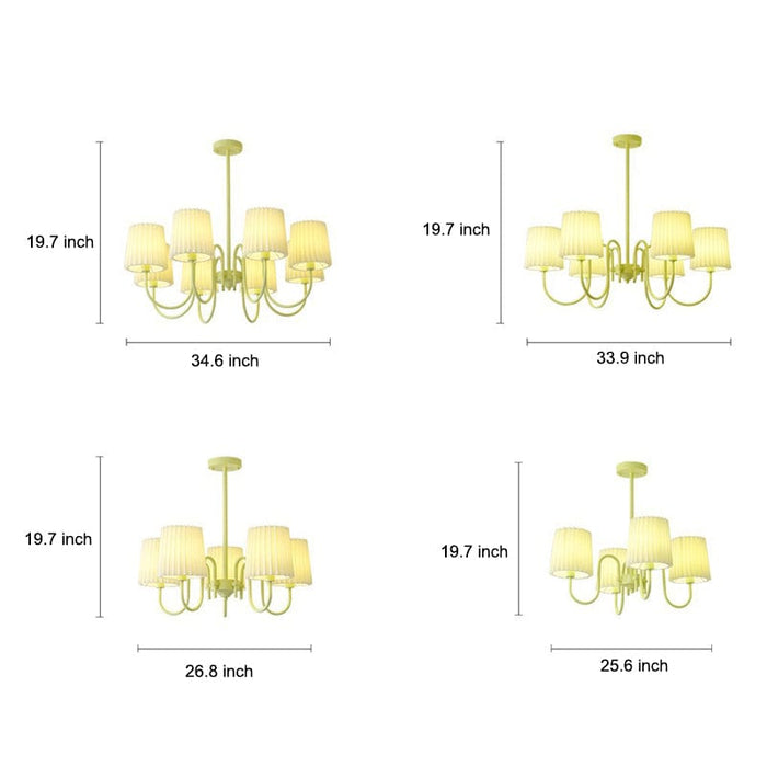 Pleated Fabric Retro Pastoral Green French Style Chandelier Hanging Lights
