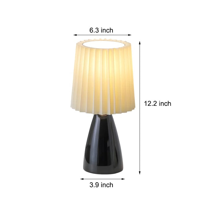 12'' Pleated Fabrics Glass Base USB Dimmable 1-Light Table Lamp
