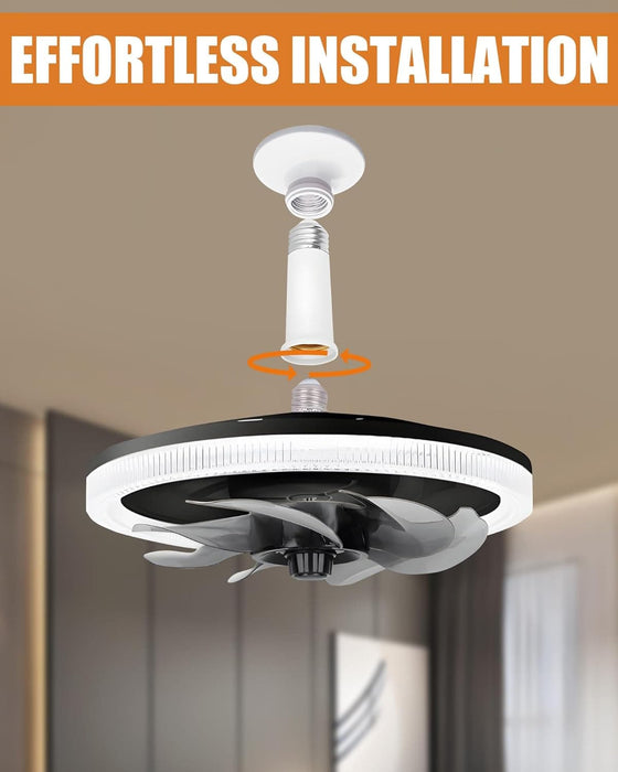 12 in. Light Socket Fan, Socket Fan Light, Remote Ceiling Fan with Light, Dimmable LED Bedroom Ceiling Fans, Kitchen Ceiling Fans with Lights-2-ErisView