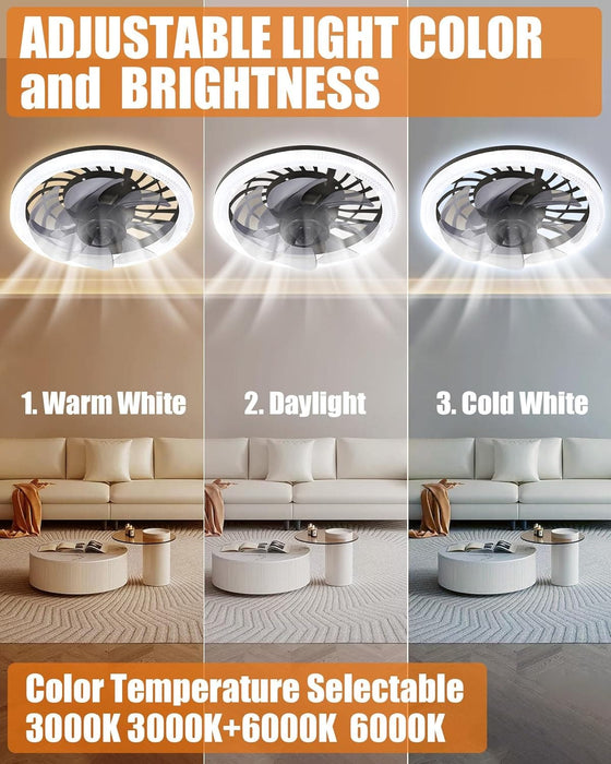 12 in. Light Socket Fan, Socket Fan Light, Remote Ceiling Fan with Light, Dimmable LED Bedroom Ceiling Fans, Kitchen Ceiling Fans with Lights-3-ErisView