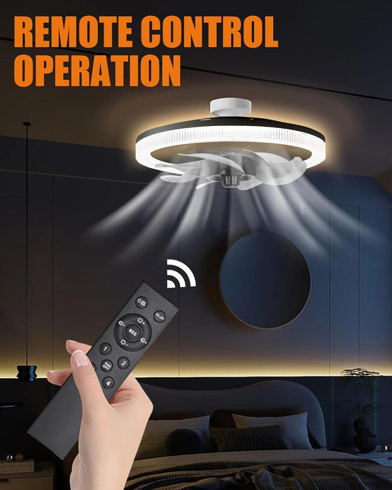 12 in. Light Socket Fan, Socket Fan Light, Remote Ceiling Fan with Light, Dimmable LED Bedroom Ceiling Fans, Kitchen Ceiling Fans with Lights-5-ErisView