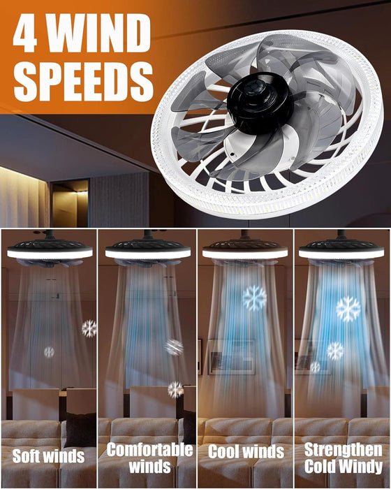 12 in. Light Socket Fan, Socket Fan Light, Remote Ceiling Fan with Light, Dimmable LED Bedroom Ceiling Fans, Kitchen Ceiling Fans with Lights-7-ErisView