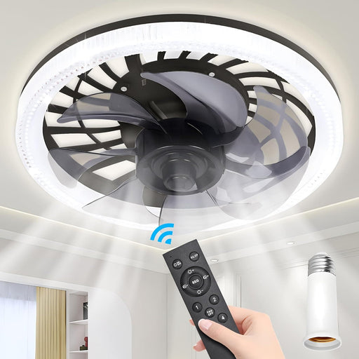 12 in. Light Socket Fan, Socket Fan Light, Remote Ceiling Fan with Light, Dimmable LED Bedroom Ceiling Fans, Kitchen Ceiling Fans with Lights-1-ErisView