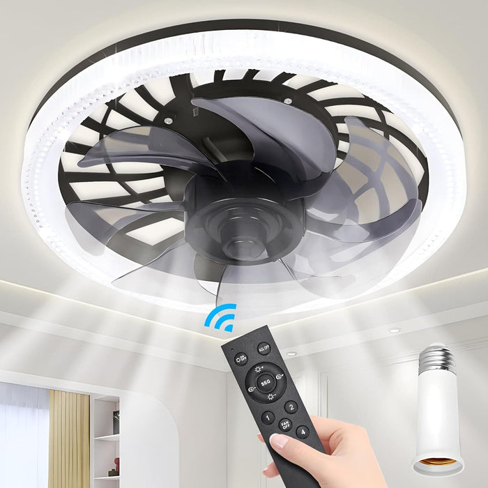 12 in. Light Socket Fan, Socket Fan Light, Remote Ceiling Fan with Light, Dimmable LED Bedroom Ceiling Fans, Kitchen Ceiling Fans with Lights-1-ErisView