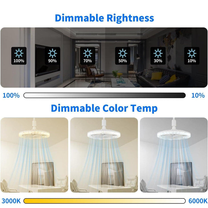 12 in. Screw In Socket Fan Light, Dimmable Light Socket Fan with Remote, Modern Flush Mount Low Profile Ceiling Fan for Bedroom Living Room Kitchen-3-ErisView