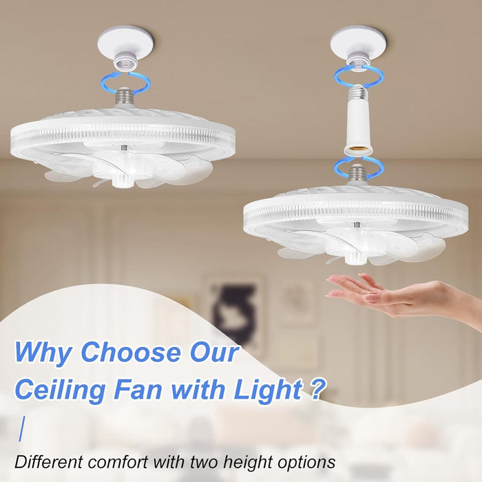 12 in. White Socket Ceiling Fan with Lights and Remote, Modern Flush Mount Ceiling Fan, Remote Control Ceiling Fans, Bedroom Ceiling Fans-4-ErisView