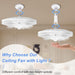 12 in. White Socket Ceiling Fan with Lights and Remote, Modern Flush Mount Ceiling Fan, Remote Control Ceiling Fans, Bedroom Ceiling Fans-4-ErisView