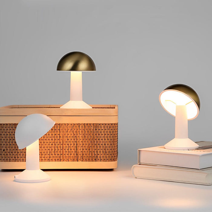 Mild Steel Led Dimming Touch Control Mushroom Table Lamp Cordless Desk Light
