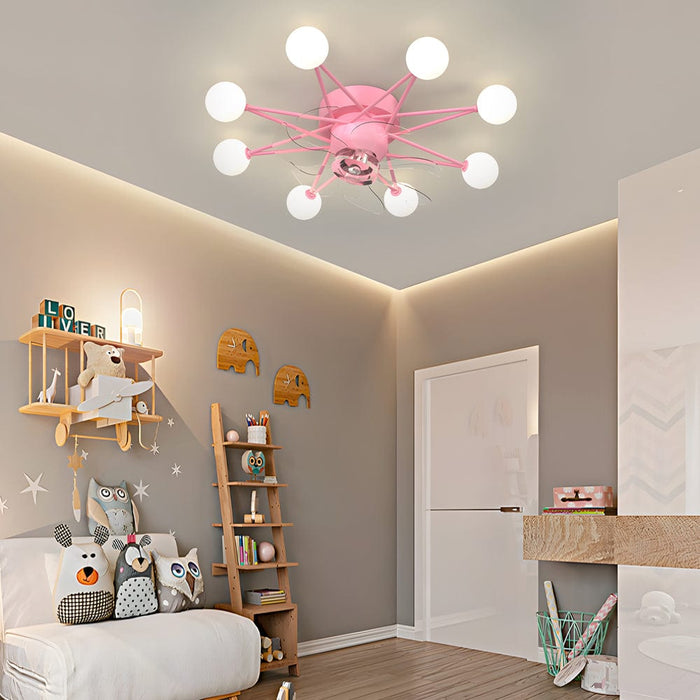 Stars Creative Balls 360° Shake Head 3 Step Dimming Modern Ceiling Fans
