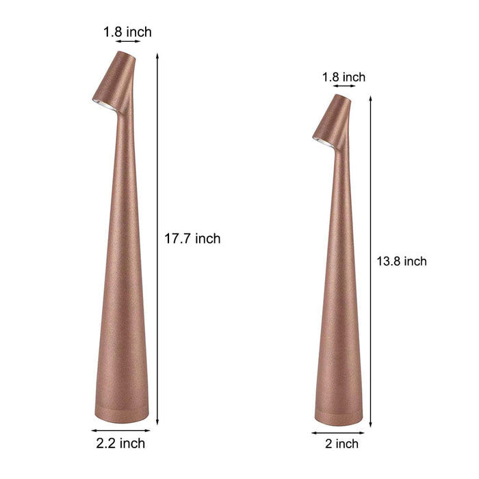 Slim Sculpting Conical Stem Table Lamp Downward-Sloping Head USB Rechargeable Task Lighting