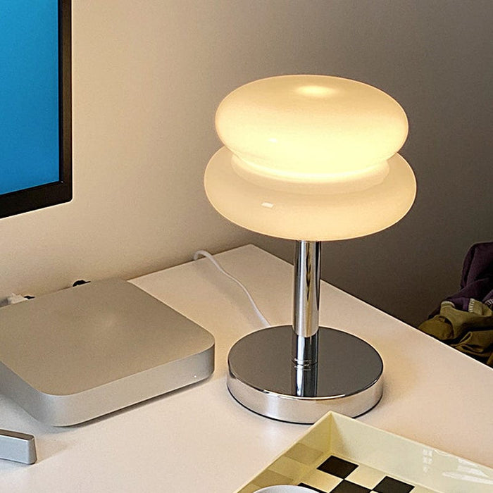 USB Thick Glass Burger Creative Warm Light Dimming Modern Table Lamp