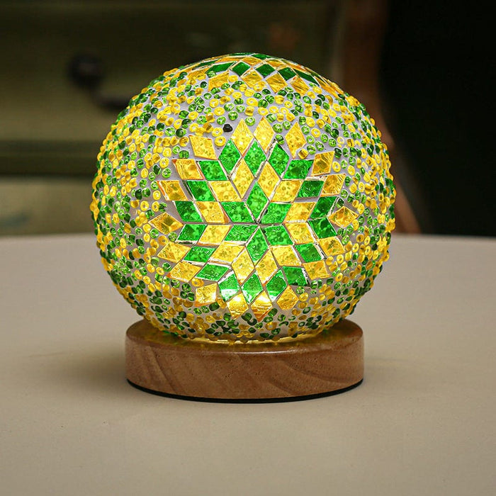 3.9'' Spherical LED Dimmable Glass Bohemian Baroque table lamp Mosaic Night Light