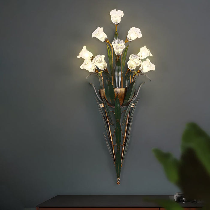 Bouquet Flowers Leaves 3 Step Dimming Pastoral American Style Wall Lamp