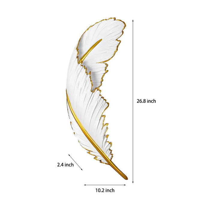 Creative Resin Feathers 3D Decor LED Dimmable White Wall Sconces Light