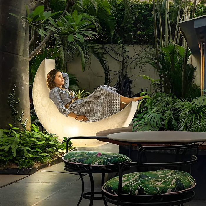 Resin Moon Chaise Longue Recliner Decor LED Modern Outdoor Floor Lamp