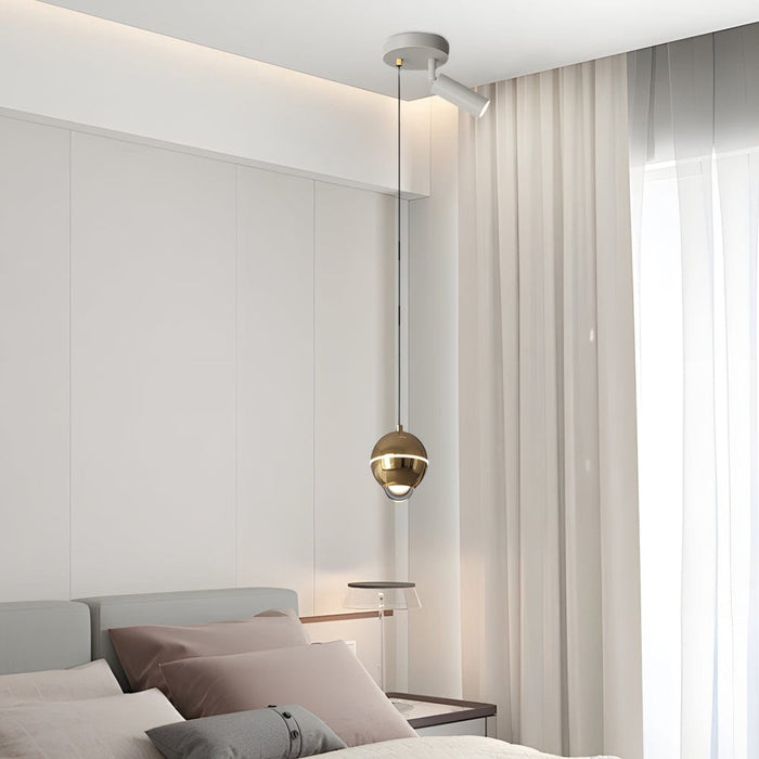 Small Metal Ball 3 Step Dimming LED Modern Pendant Lights with Spotlights