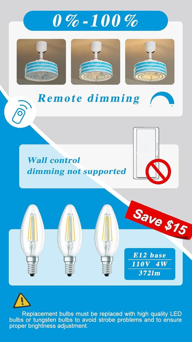 12 in. Ocean Waves Design Caged Coastal Ceiling Fans with Dimmable Light and Remote Control, Semi-Flush Mount Ceiling Fan for Bedroom Kitchen, Gazebo Fan-ErisView-05