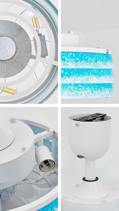 12 in. Ocean Waves Design Caged Coastal Ceiling Fans with Dimmable Light and Remote Control, Semi-Flush Mount Ceiling Fan for Bedroom Kitchen, Gazebo Fan-ErisView-09