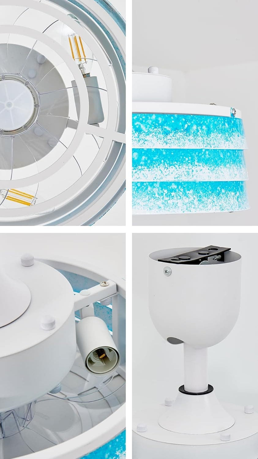 12 in. Ocean Waves Design Caged Coastal Ceiling Fans with Dimmable Lig ...