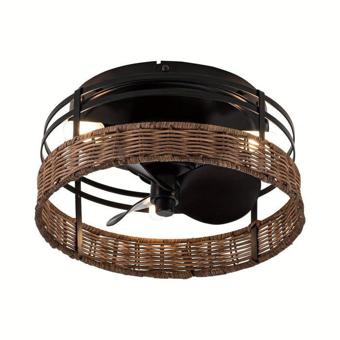 13 in. 3-Blade Drum Ceiling Fan with Woven Rattan Shade, Low Profile Ceiling Fan with Light and Remote Control-ErisView