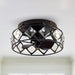 13 in. Black Modern Flush Mount Crystal Ceiling Fan with Light Remote Control-ErisView