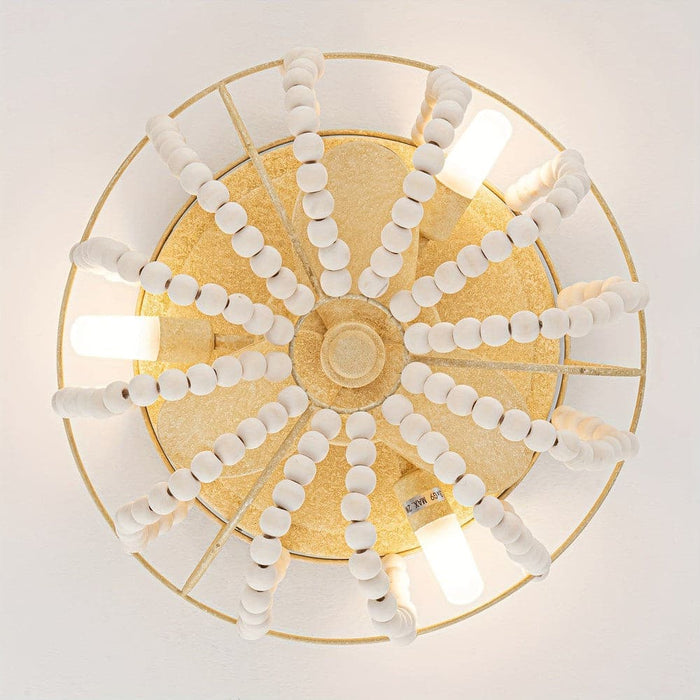 13 in. Bohemia Style Dome-Shaped Wood Beaded Ceiling Fan with Light Remote Control-ErisView
