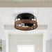 13 in. Farmhouse Round Flush Mount Ceiling Fan with Light Remote Control-ErisView