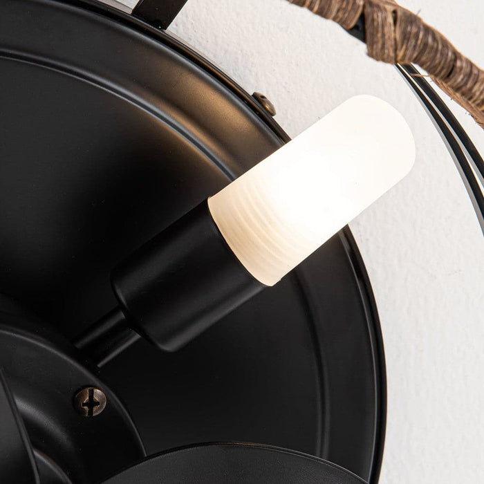 13 in. Farmhouse Round Flush Mount Ceiling Fan with Light Remote Control-ErisView