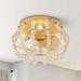 13 in. Farmhouse Small Flush Mount Ceiling Fan with Light Kit Remote Caged Frame-ErisView