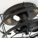 13 in. Industrial Black Flush Mount Ceiling Fan with Remote Control, Small Round Industrial Caged Ceiling Fan-ErisView