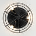 13 in. Industrial Black Flush Mount Ceiling Fan with Remote Control, Small Round Industrial Caged Ceiling Fan-ErisView