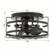 13 in. Industrial Black Flush Mount Ceiling Fan with Remote Control, Small Round Industrial Caged Ceiling Fan-ErisView