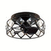 13 in. Modern Reversible Crystal Ceiling Fan, Black Flush Mount Ceiling Fan with Light Remote-ErisView