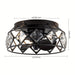 13 in. Modern Reversible Crystal Ceiling Fan, Black Flush Mount Ceiling Fan with Light Remote-ErisView