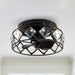 13 in. Modern Reversible Crystal Ceiling Fan, Black Flush Mount Ceiling Fan with Light Remote-ErisView