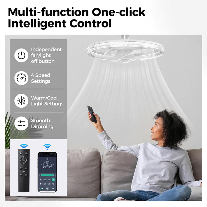 13 in. Small Ceiling Fan with Lights and Remote, Socket Ceiling Fan Light Bedroom, Screw In Dimmable LED Ceiling Fan for Kitchen Living Room-2-ErisView