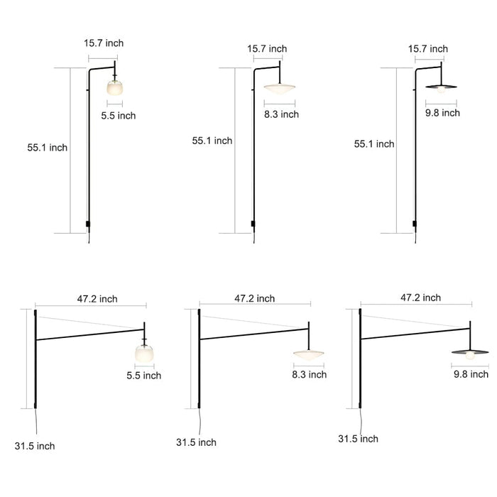 Minimalist Long Pole Surface Mounted with US Plug Nordic Wall Lamp