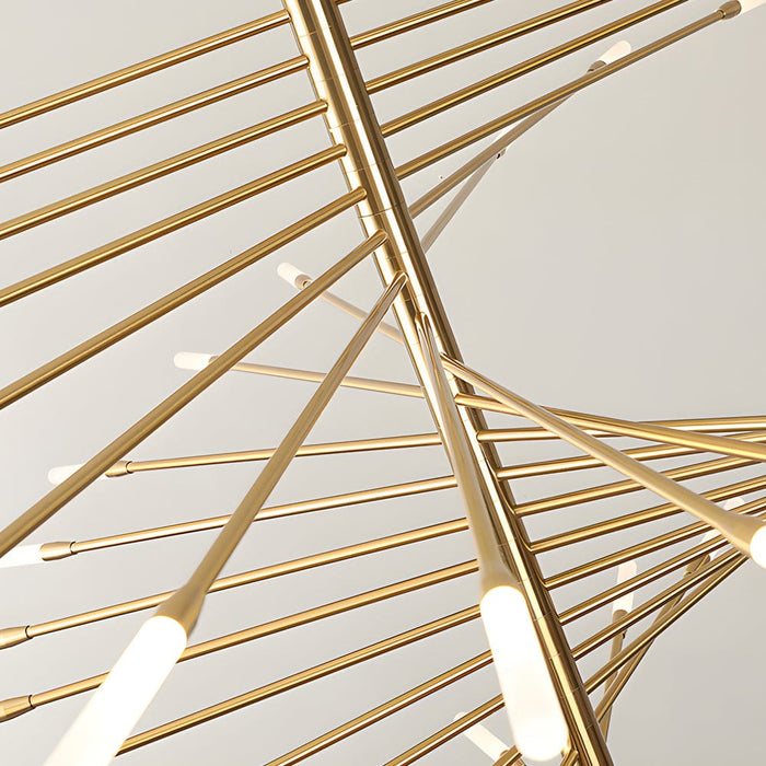 Modern Chandelier Rotating Fireworks. Black/Gold