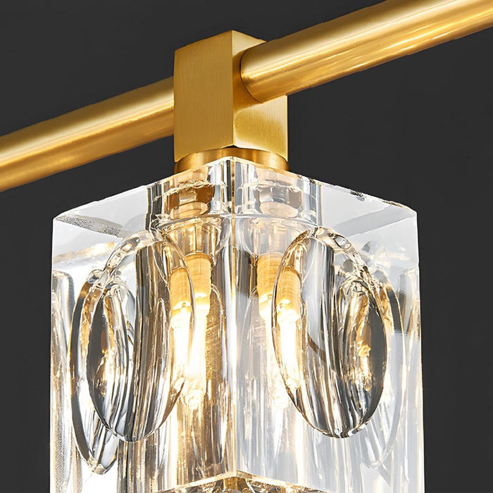Modern Copper Crystal Cube Semi-Flush Mount Light Fixture. 4/6/8-Light