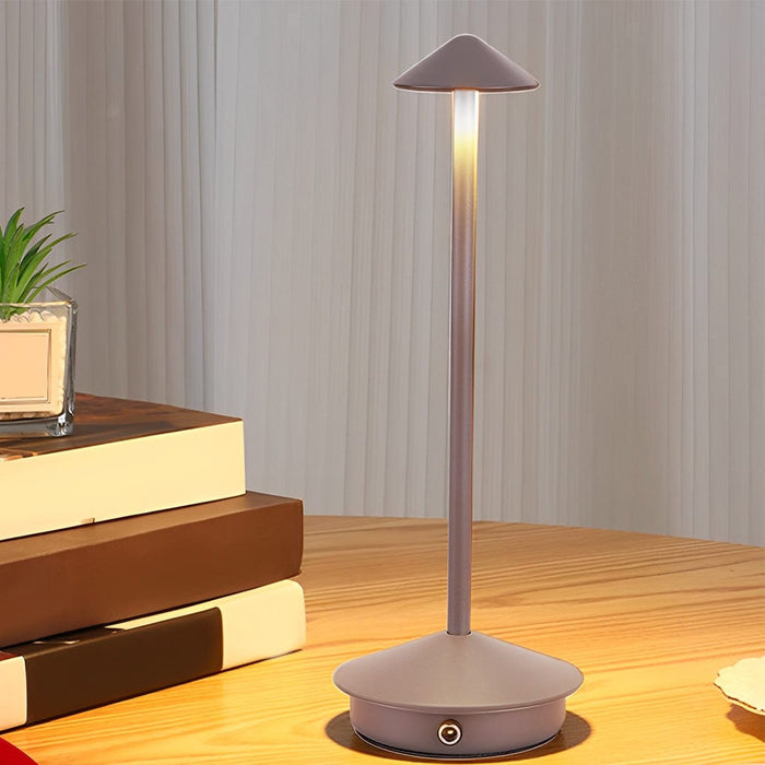 Long Rod Triangle Mushroom Table Lamp with 3 Step Dimmable USB Touch On/Off