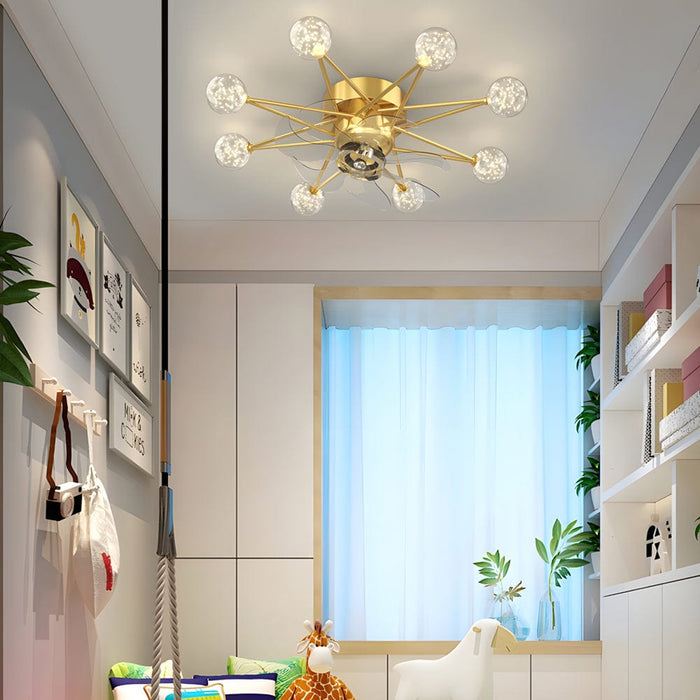 Stars Creative Balls 360° Shake Head 3 Step Dimming Modern Ceiling Fans