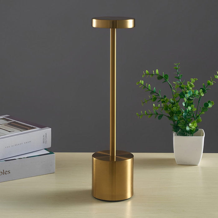 Electroplating Iron Rechargeable Portable Table Lamp LED Dimming Cordless Reading Light