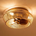 14 in. Farmhouse Reversible Bladeless Ceiling Fan with Case, Coastal Gold Flush Mount Ceiling Fan with LED Light Kit Remote Control-ErisView