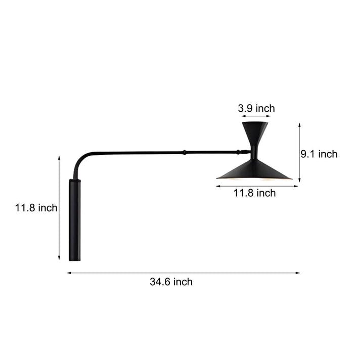 Marseille Swing Arm Wall Lamp Modern Wall Light in White/Black/Gray